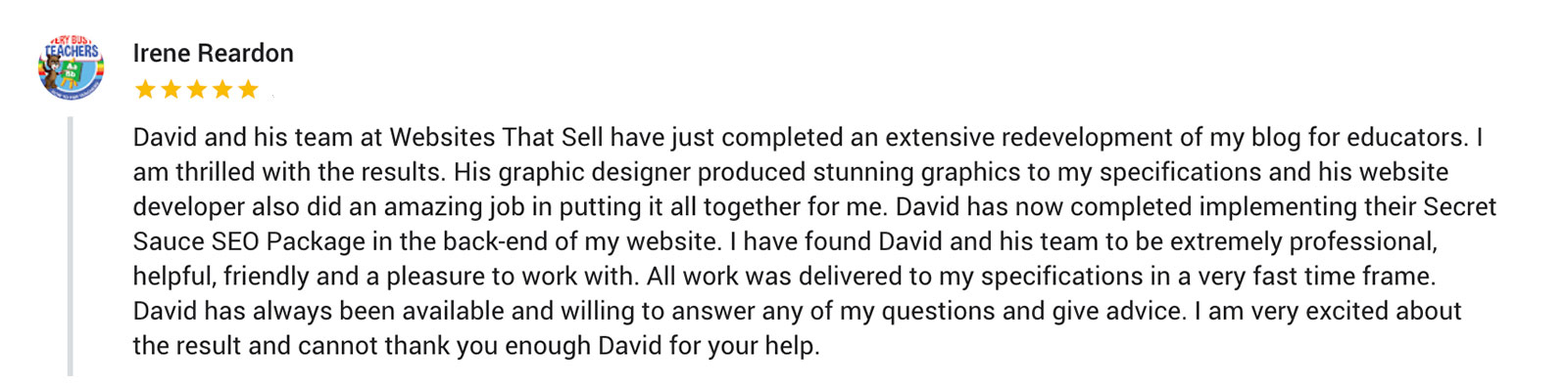 Irene Reardon - recommended SEO client