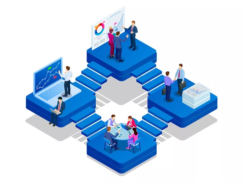 illustration of staffs working and analysing data