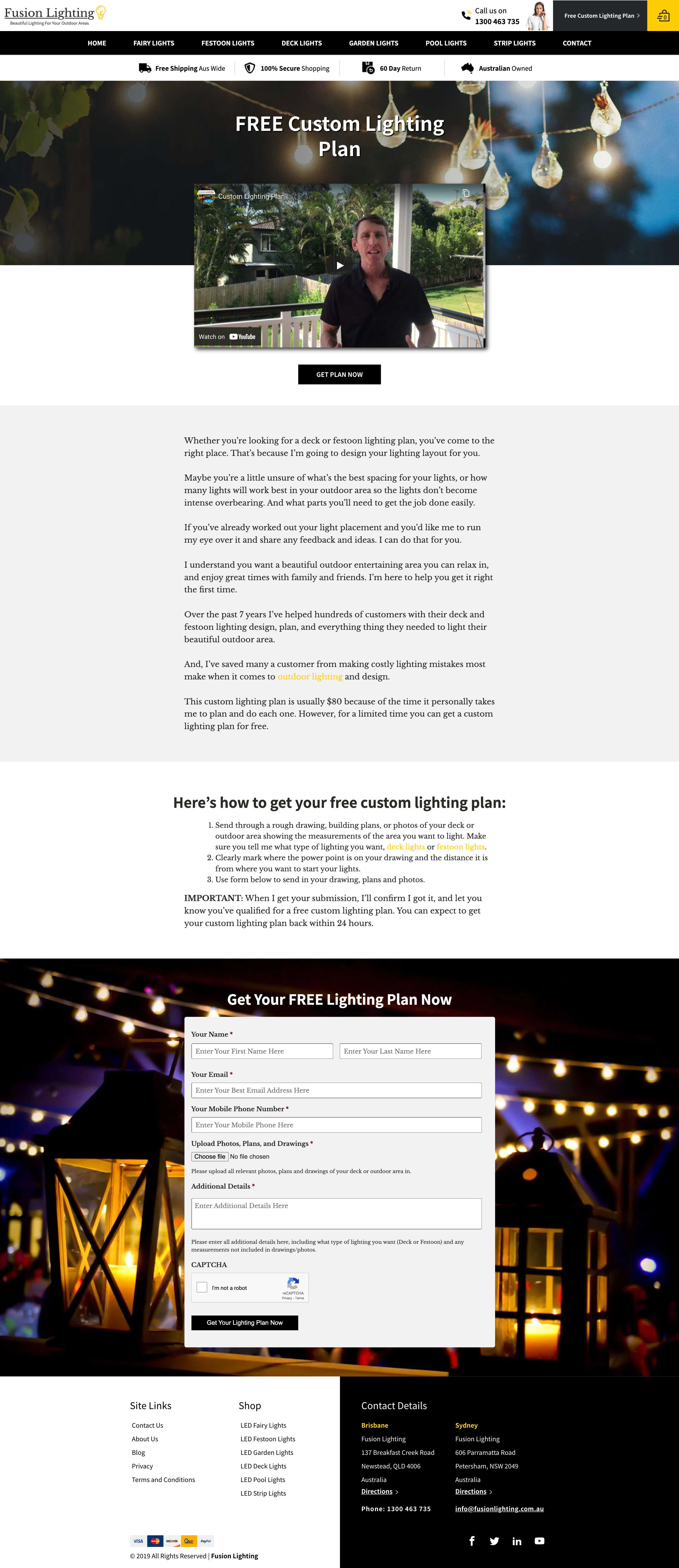 FusionLighting Lighting Plan Page Desktop