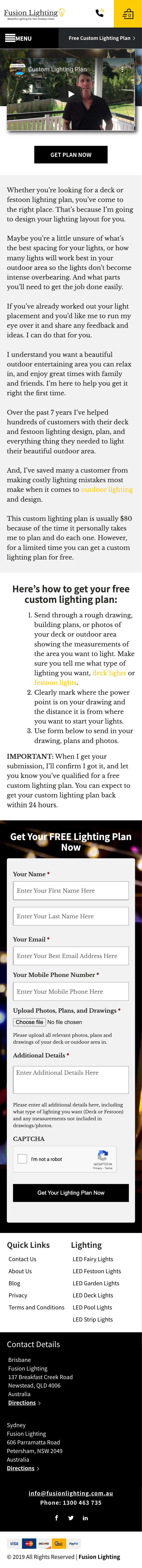 FusionLighting Lighting Plan Page Mobile