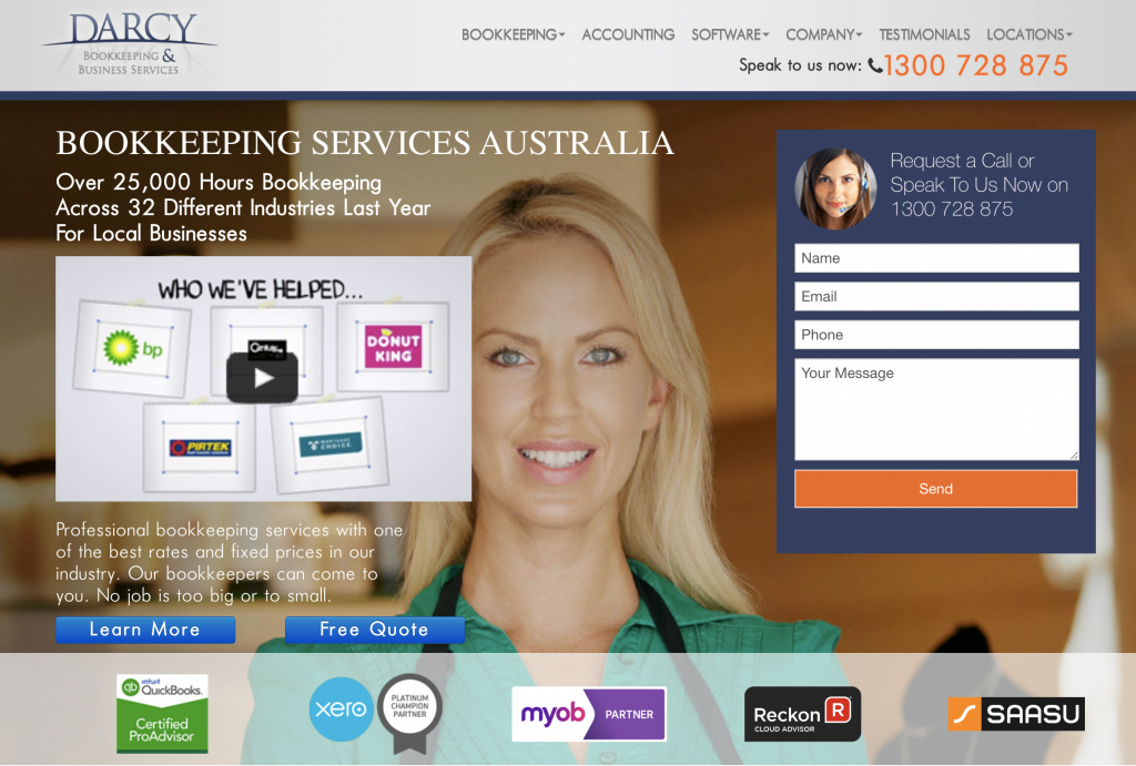 service business homepage example