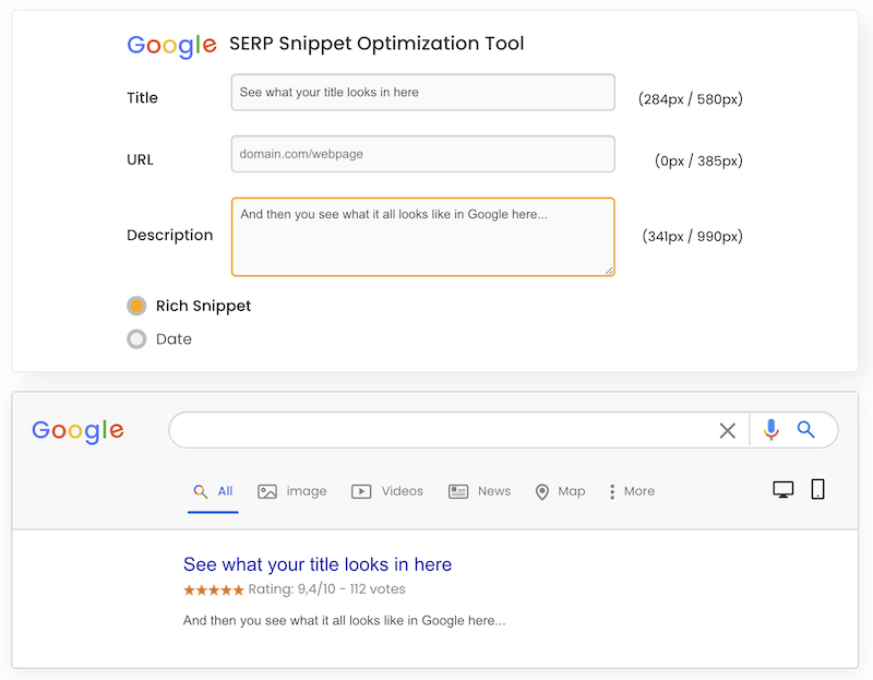 Google SERP Snippet Tool
