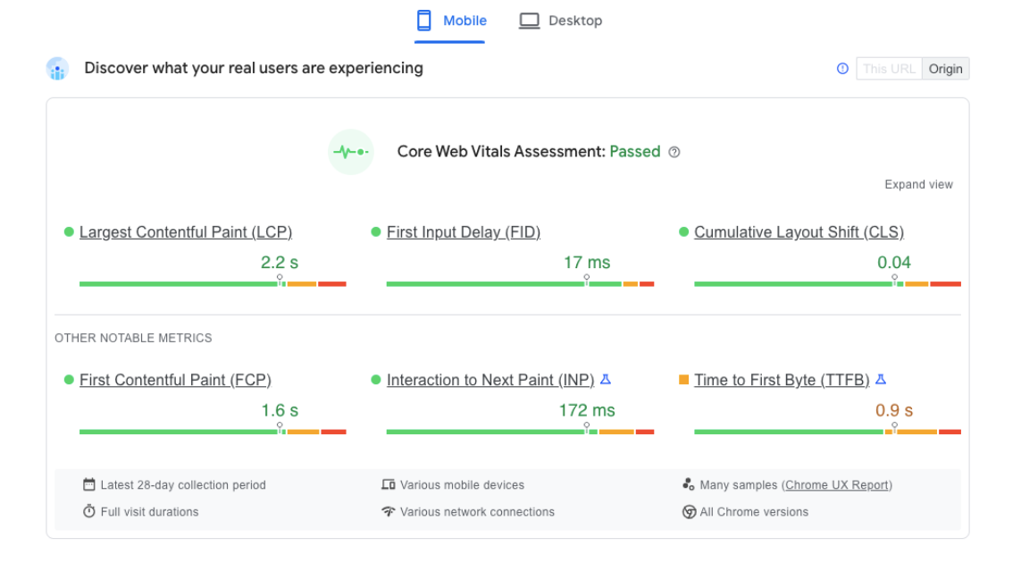 Mobile Performance Example