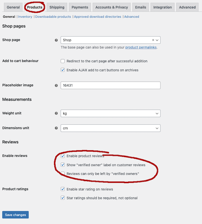 woocommerce product review settings