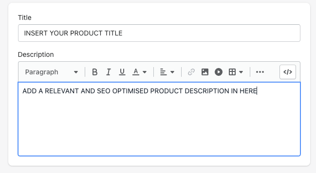 Shopify Product Description Tool