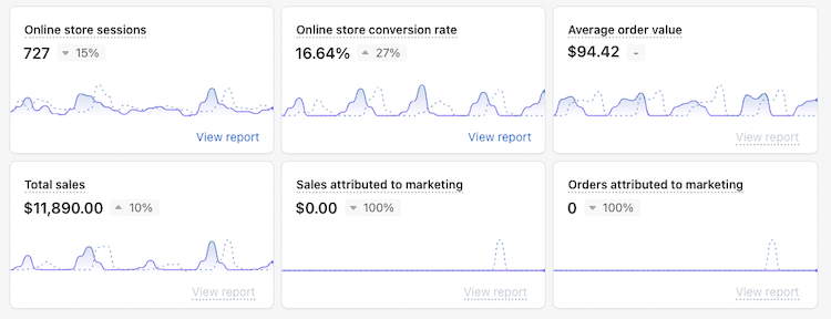 marketing reports shopify