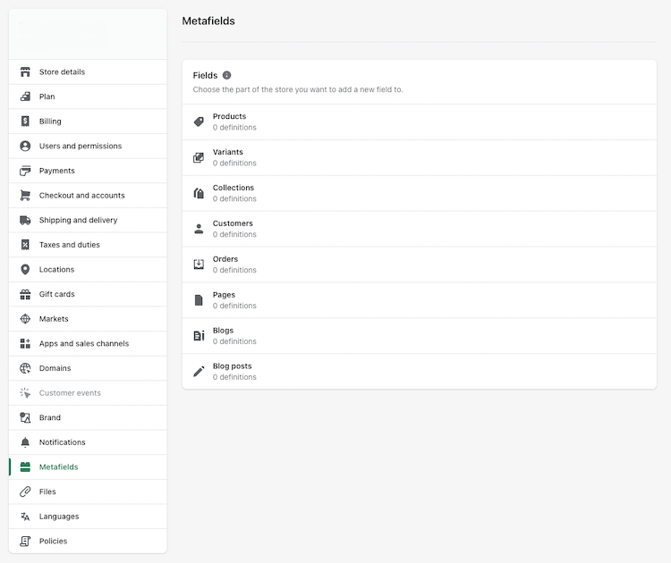 Shopify Meta Data