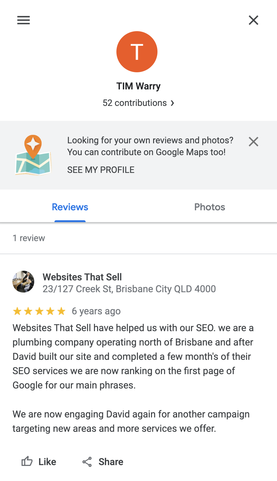 Sunshine Coast SEO Client Review