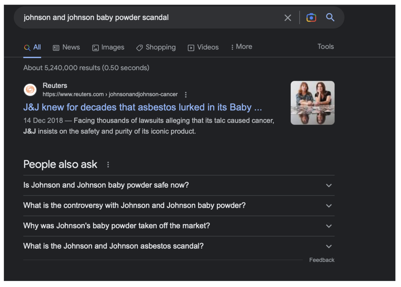 Johnson and johnson baby powder scandal