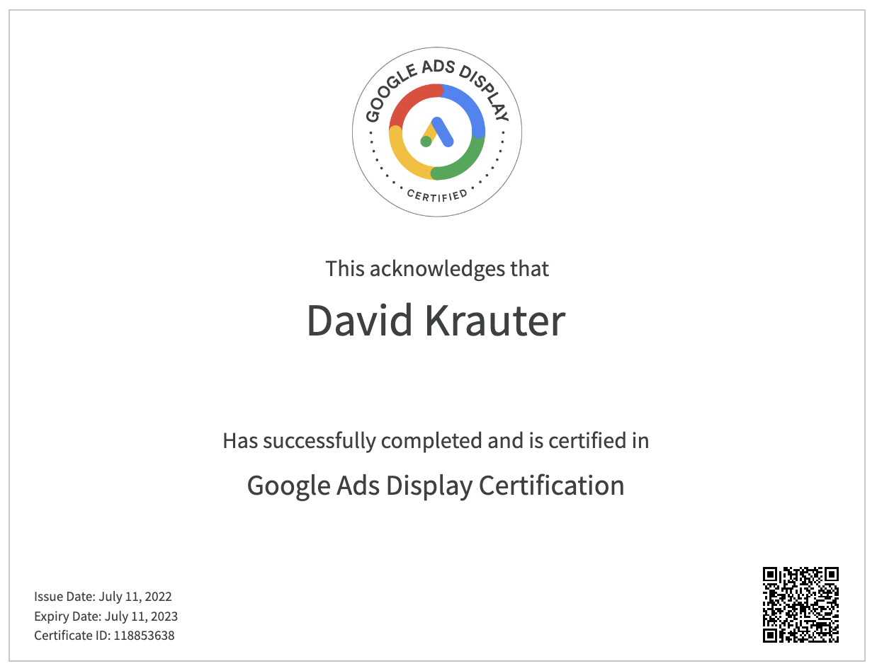 Google Ads Display Certificate