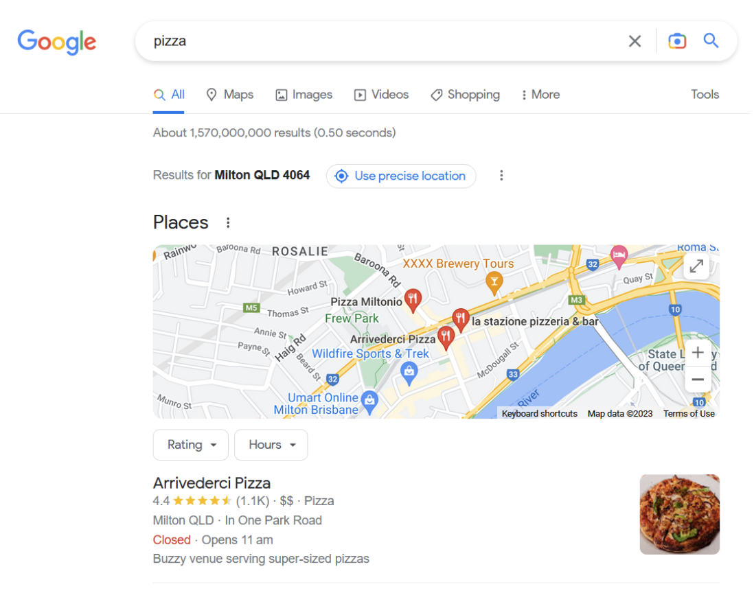 example of a local search result