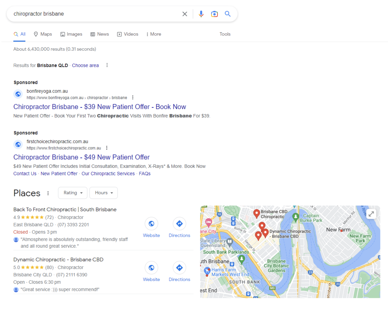 local keywords triggering Google Business Profiles