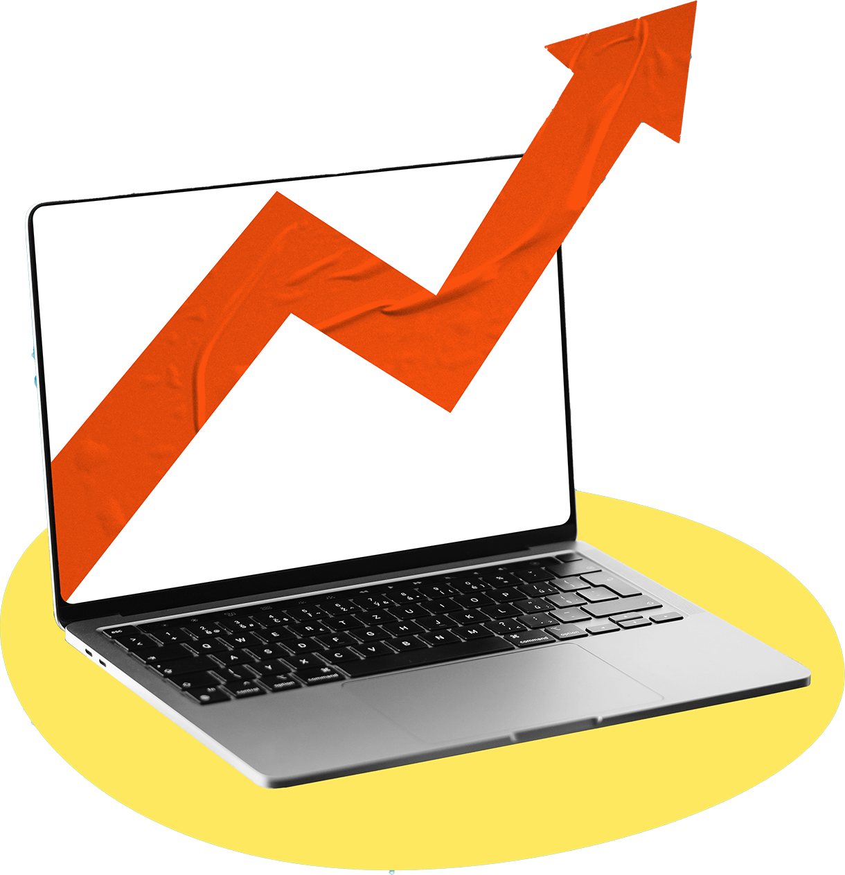 Laptop screen displaying upward arrow