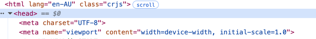 Screenshot of html document