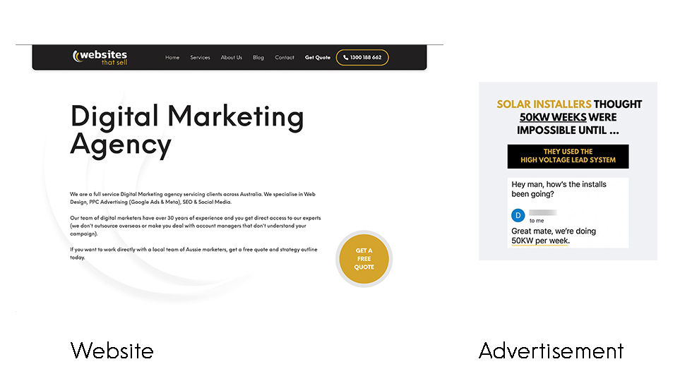 example of website and ad congruency