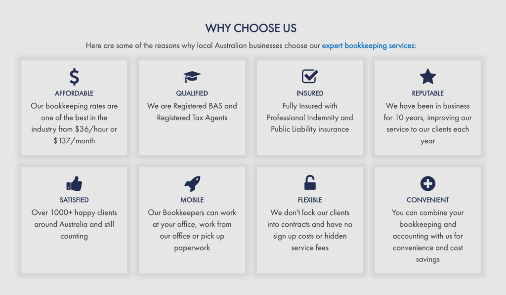 example of why choose us on website
