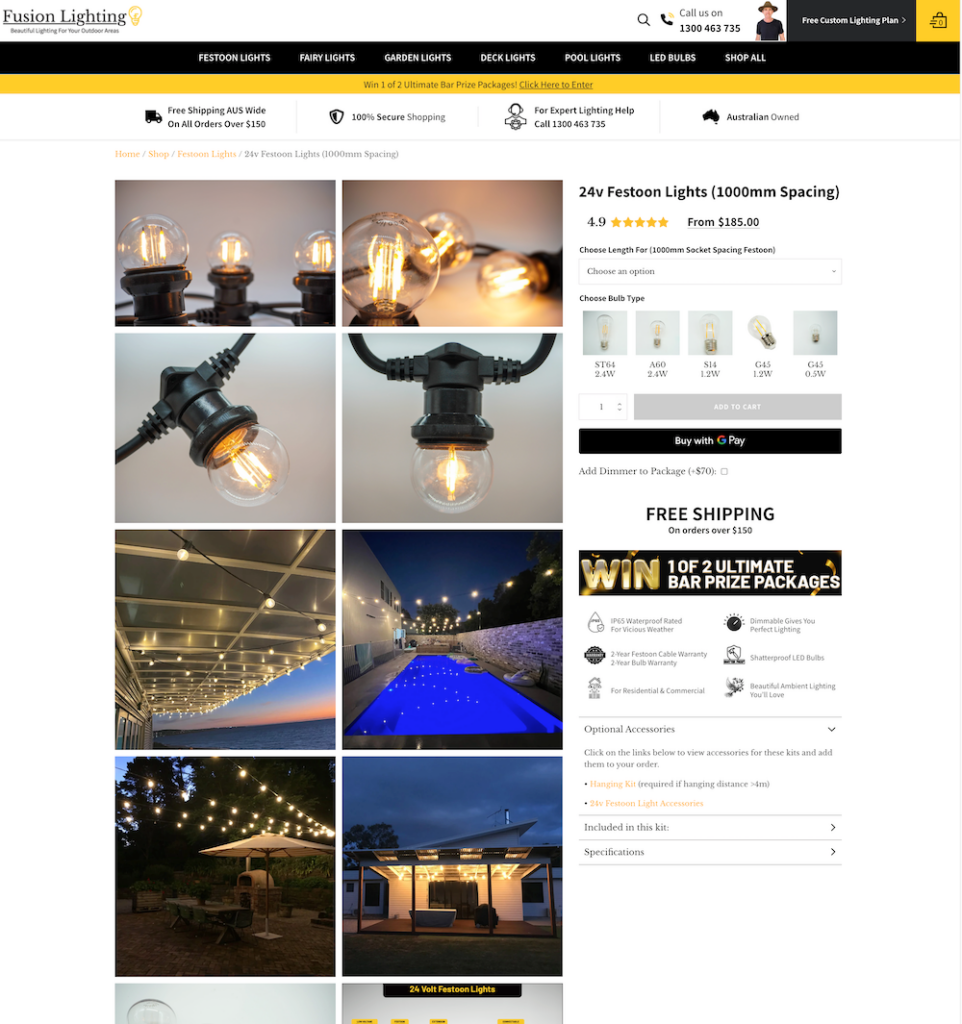 example of high converting product page