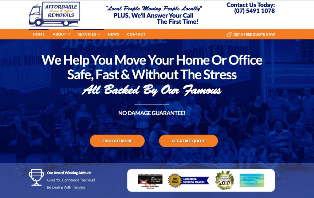example of high converting removalists website