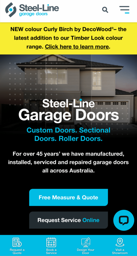 example of steel-line high converting mobile website