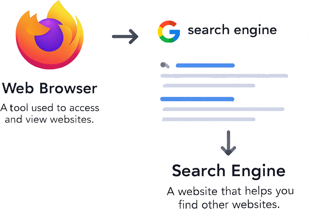 Firefox web browser pointing to Google Search engine