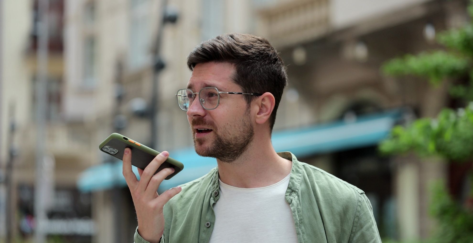 man using voice search instead of typing into Google