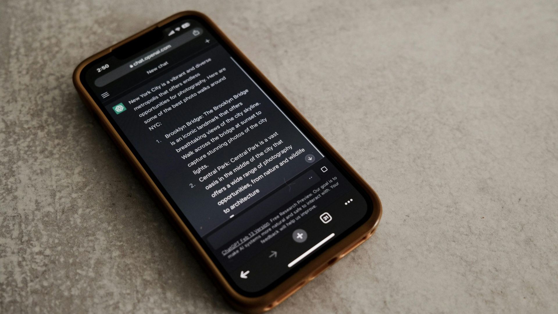 phone with ai search results displayed