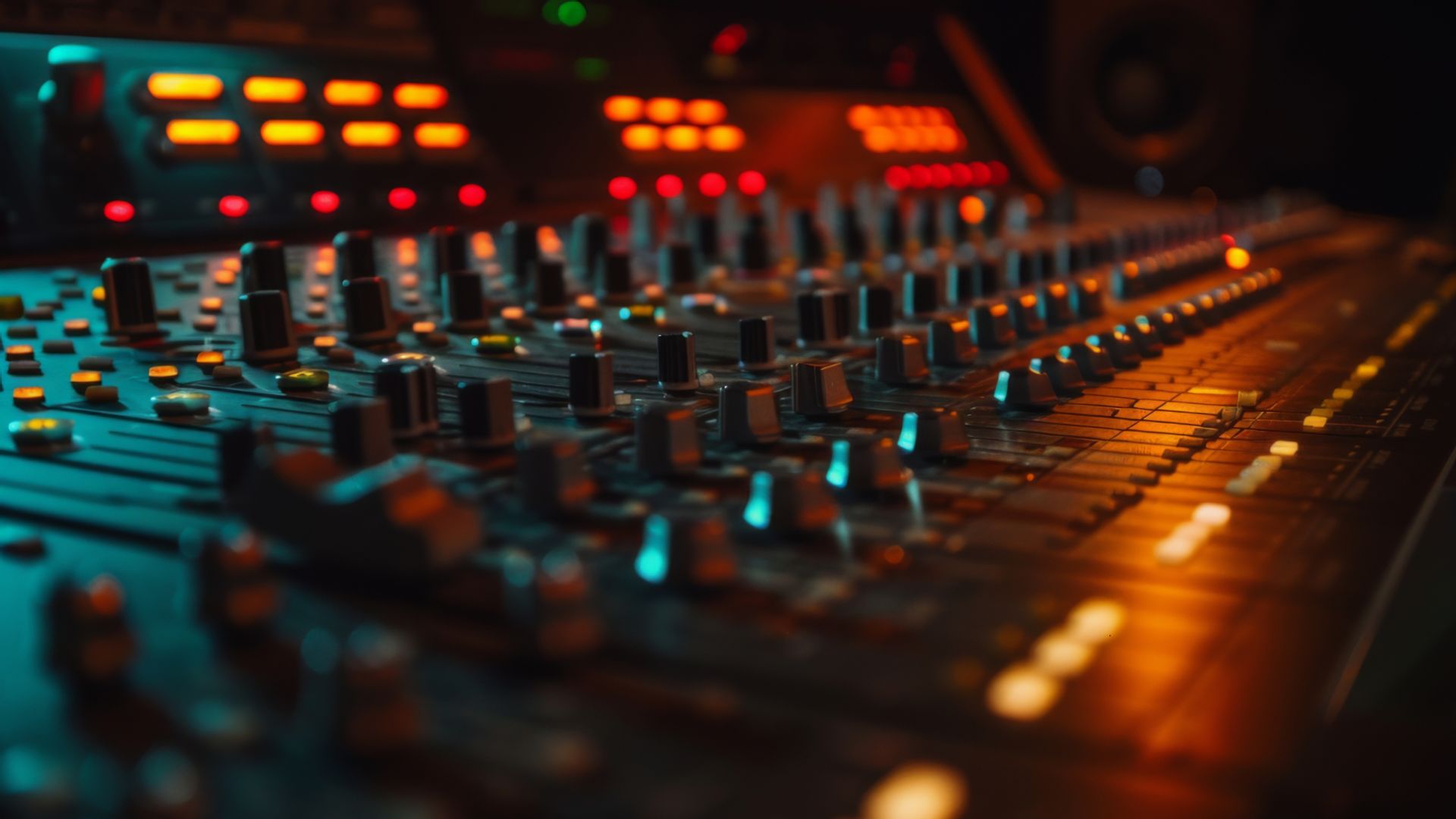 mixing board with knobs and sliders