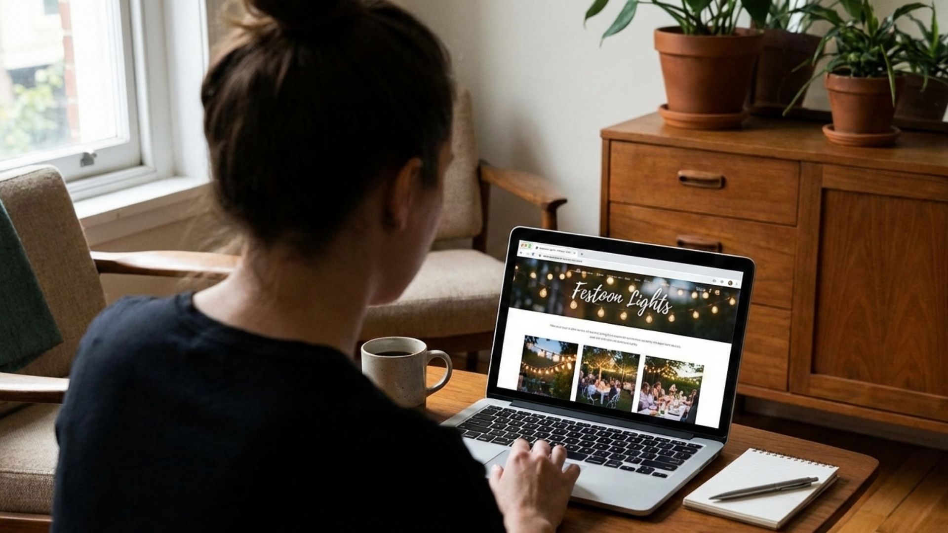 person looking at a landing page